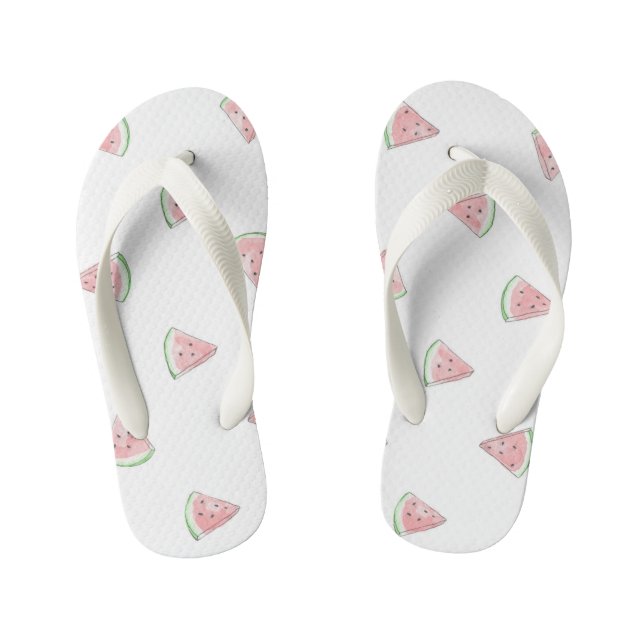 Cute hand painted watercolour watermelon print kid's flip flops (Footbed)