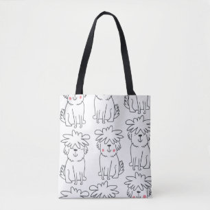 Cute handdrawn seamless pattern with cute doodle f tote bag
