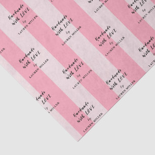 Cute Handmade Pink Stripe Logo Tissue Paper
