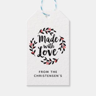 Cute Handmade With Love Wreath Gift Tags