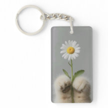 Cute hands' Cat with flower Keychain