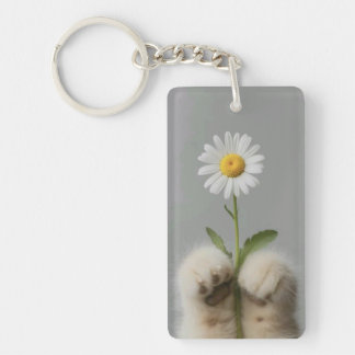 Cute hands' Cat with flower Keychain