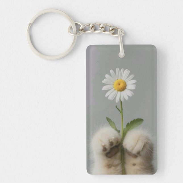 Cute hands' Cat with flower Keychain (Front)
