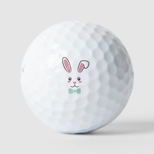 Cute Handsome Easter Bunny Ears Face Happy Easter Golf Balls (Front)
