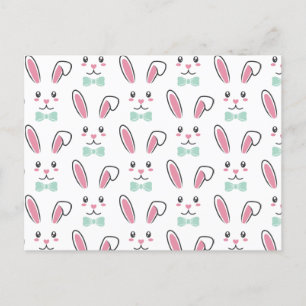 Cute Handsome Easter Bunny Ears Face Happy Easter Postcard