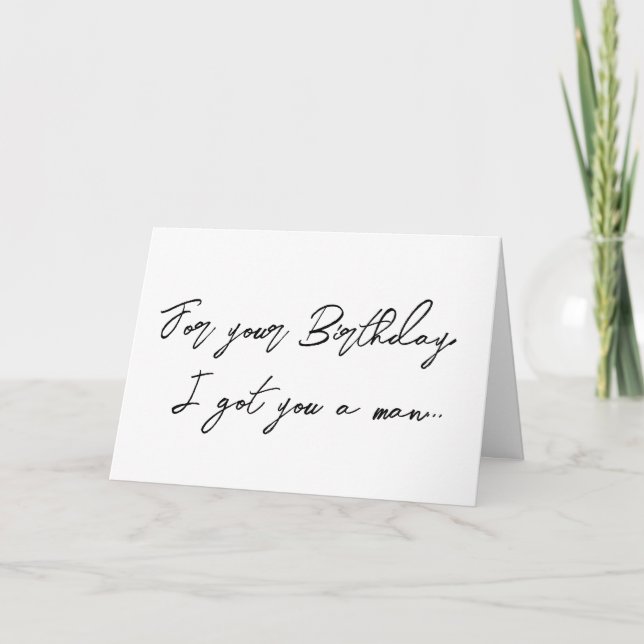 Cute Handsome Moustache Blue Eyed Man Birthday Car Card (Front)