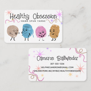 Cute handspun yarn knitting crochet business card