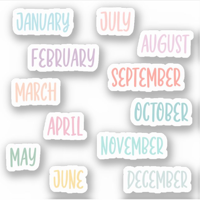 Cute Handwritten Colourful Pastel Months (Front)
