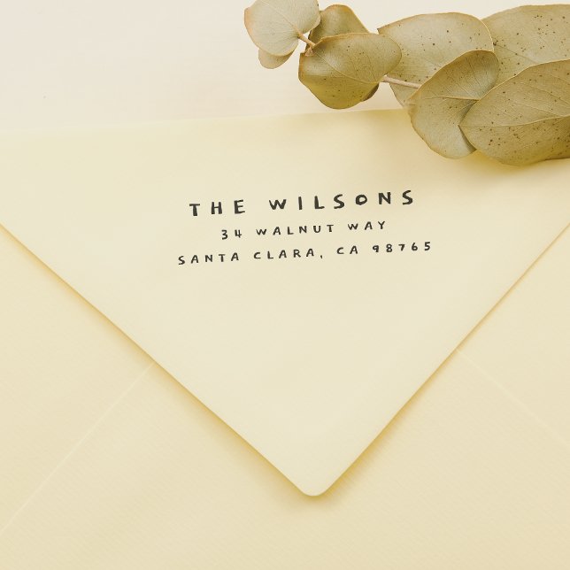 Cute Handwritten Family Name & Return Address Self-inking Stamp (Rubber Stamp Mock-up)