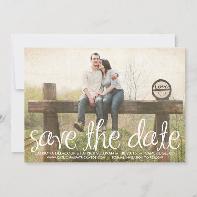 Cute Handwritten Script Save the Date Announcement (Front)
