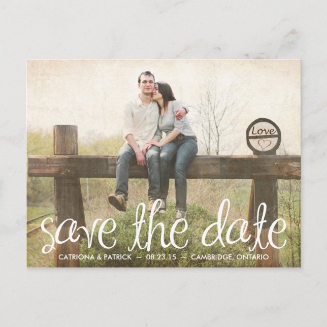 Cute Handwritten Script Save the Date Postcard (Front)