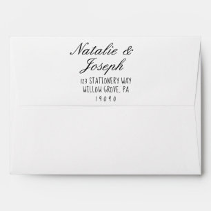 Cute Handwritten Trendy Unique Modern Wedding Envelope