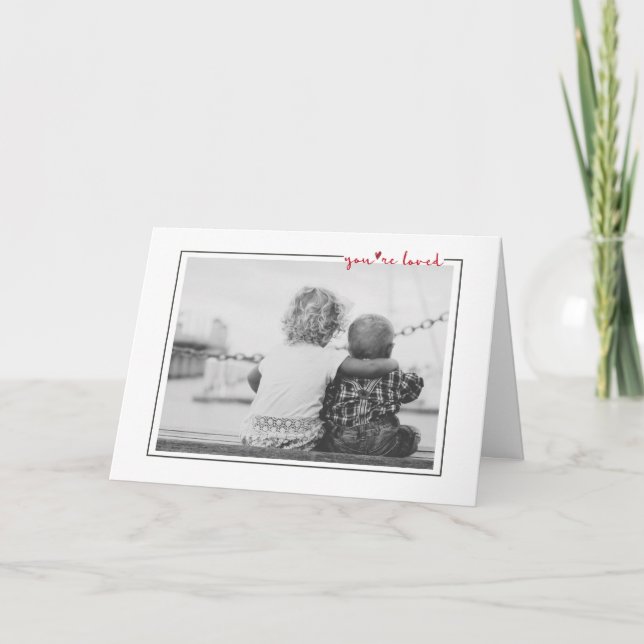 Cute Handwritten You're Loved Frame Valentine Holiday Card (Front)