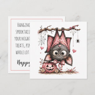 Cute Hanging Bat Halloween Greeting Card