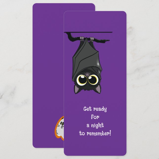 Cute Hanging Bat  Invitation (Front/Back)