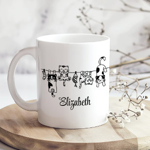 Cute Hanging Kittens Custom Name Coffee Mug