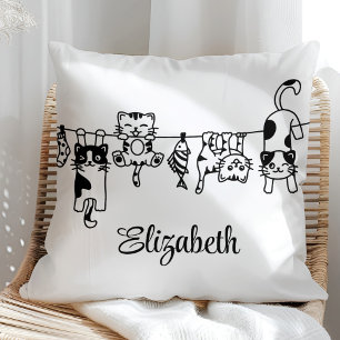Cute Hanging Kittens Custom Name Cushion