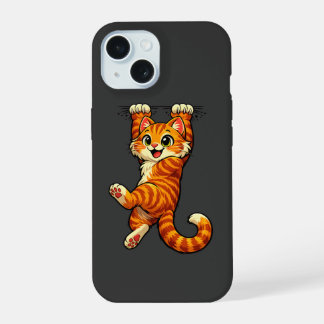 Cute Hanging Orange Tabby Cat iPhone 15 Case