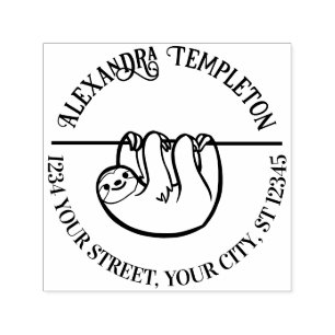 Cute Hanging Sloth Name Return Address Self-inking Stamp