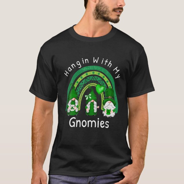 Cute Hanging With My Gnomies St. Patrick's Day Clo T-Shirt (Front)