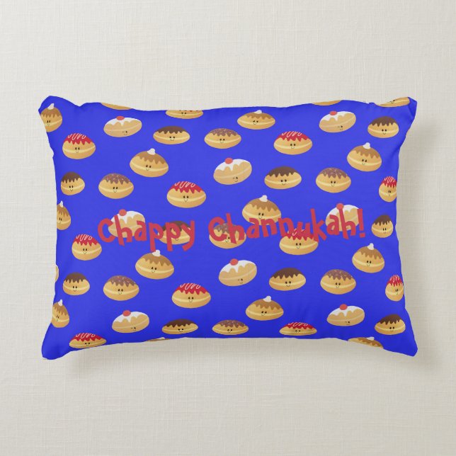 Cute Hannukah doughnut patterned  Decorative Cushion (Front)
