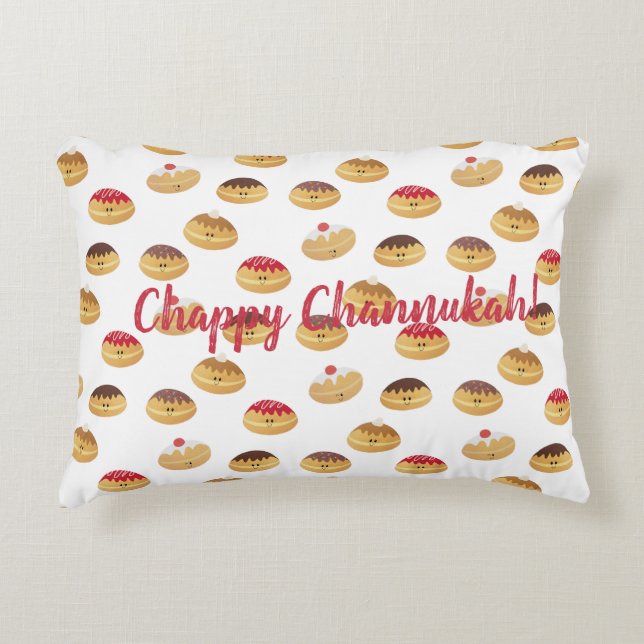 Cute Hannukah doughnut patterned pillow! Decorative Cushion (Front)