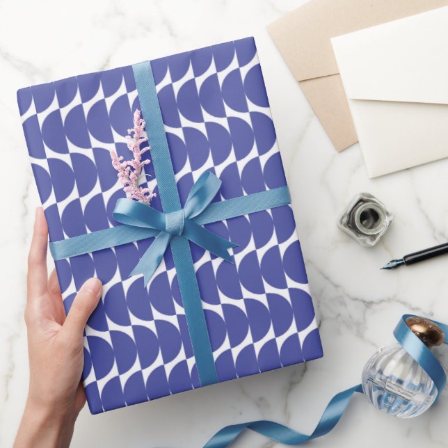 Cute Hanukkah Blue Geometric Shapes Modern Chic Wrapping Paper (Gifting)
