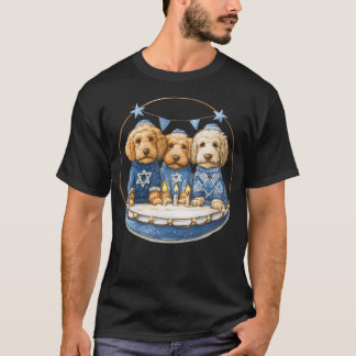Cute Hanukkah Goldendoodle Dogs Menorah Doodle Can T-Shirt