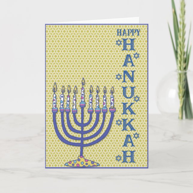Cute Hanukkah Menorah Holiday Card (Front)
