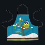 Cute Hanukkah Owl & Menorah Snowy Tree  for Kids Apron<br><div class="desc">This Cute, Colourful Hanukkah Owl & Menorah in a Snowy Tree is totally fun! The Colourful Cartoon style will delight kids of all ages, Apron is designed to make kids smile this holiday season. Includes the words "Light up the Night" and space for your name. All text can be easily...</div>
