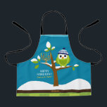 Cute Hanukkah Owl & Menorah Snowy Tree  for Kids Apron<br><div class="desc">This Cute, Colourful Hanukkah Owl & Menorah in a Snowy Tree is totally fun! The Colourful Cartoon style will delight kids of all ages, Apron is designed to make kids smile this holiday season. Includes the words "Light up the Night" and space for your name. All text can be easily...</div>