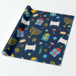 Cute Hanukkah Pattern Wrapping Paper