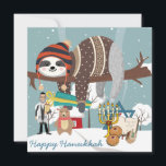 Cute Hanukkah Sloth Holiday Card<br><div class="desc">Adorable Hanukkah Sloth</div>