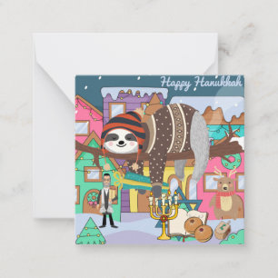 Cute Hanukkah Sloth Note Card