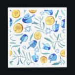 Cute Hanukkah Watercolor Bar Bat Mitzvah Jewish Napkin<br><div class="desc">Perfect napkins for a hanukkah party, bat mitzvah, bar mitzvah, jewish wedding, jewish holidays or other Jewish celebration! Hand made watercolor art for you! FULLY CUSTOMIZABLE! Click "edit using design tool" to add text, adjust colours and placements (or check my shop for designs with editable text). THANK YOU FOR SUPPORTING...</div>