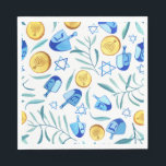 Cute Hanukkah Watercolor Bar Bat Mitzvah Jewish Napkin<br><div class="desc">Perfect napkins for a hanukkah party, bat mitzvah, bar mitzvah, jewish wedding, jewish holidays or other Jewish celebration! Hand made watercolor art for you! FULLY CUSTOMIZABLE! Click "edit using design tool" to add text, adjust colours and placements (or check my shop for designs with editable text). THANK YOU FOR SUPPORTING...</div>