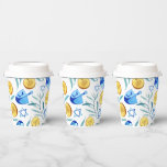 Cute Hanukkah Watercolor Bar Bat Mitzvah Jewish Paper Cups<br><div class="desc">Perfect paper cups for a hanukkah party, bat mitzvah, bar mitzvah, jewish wedding, jewish holidays or other Jewish celebration! Hand made watercolor art for you! FULLY CUSTOMIZABLE! Click "edit using design tool" to add text, adjust colours and placements (or check my shop for designs with editable text). THANK YOU FOR...</div>