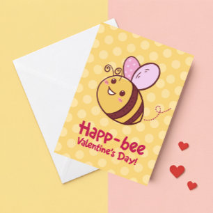 Cute Happ-Bee Kids Valentines Day Holiday Card
