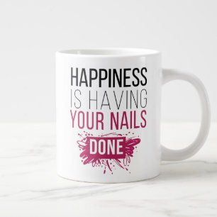 Cute Happiness Is Having Your Nails Done Large Coffee Mug