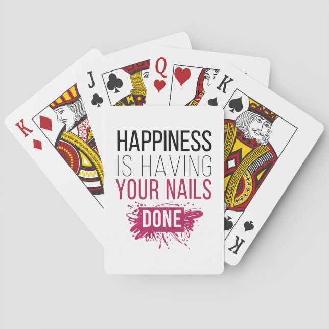 Cute Happiness Is Having Your Nails Done Playing Cards (Back)