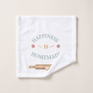 Cute Happiness Is Homemade Baking Quote Wash Cloth
