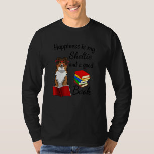 Cute Happiness Is Sheltie And Books Sheltie Mum T-Shirt