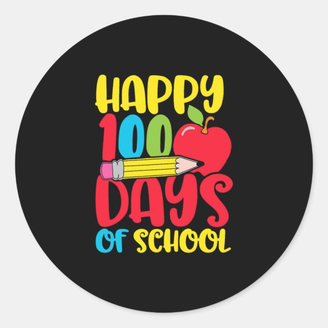 Cute Happy 100 Days Of School Teachers And Kids 1. Classic Round Sticker (Front)