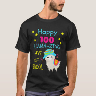 Cute Happy 100 Llama zing Days Kids School T-Shirt