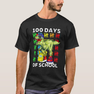 Cute Happy 100th Day Of School Dinosaur Teacher 10 T-Shirt