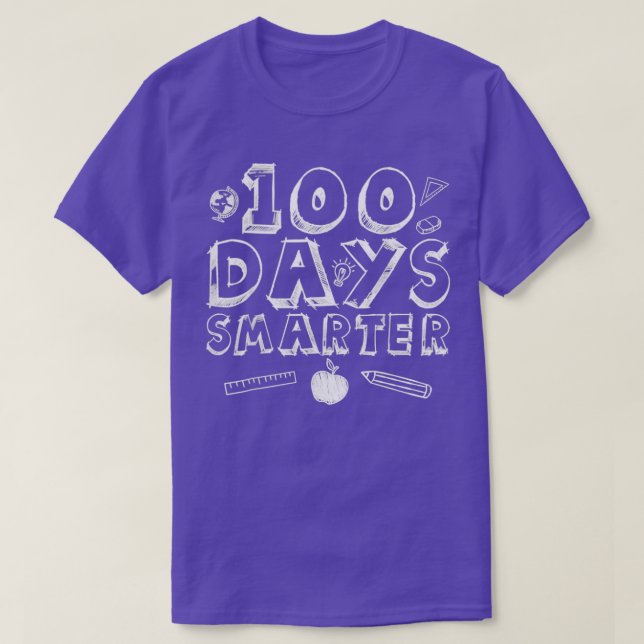 Cute Happy 100th Day of School s 100 Days Smarter T-Shirt (Design Front)