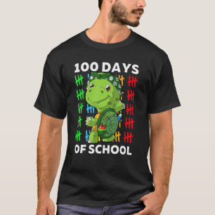 Cute Happy 100th Day Of School Turtle Teacher 100 T-Shirt