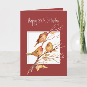 Cute Happy 39th Birthday Song Sparrows, Birds Card