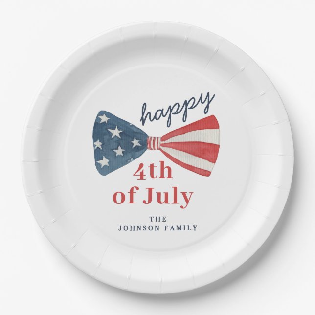 Cute Happy 4th of July Paper Plate (Front)