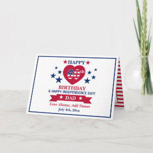 Cute Happy 60th Birthday & Happy Independence Day Card